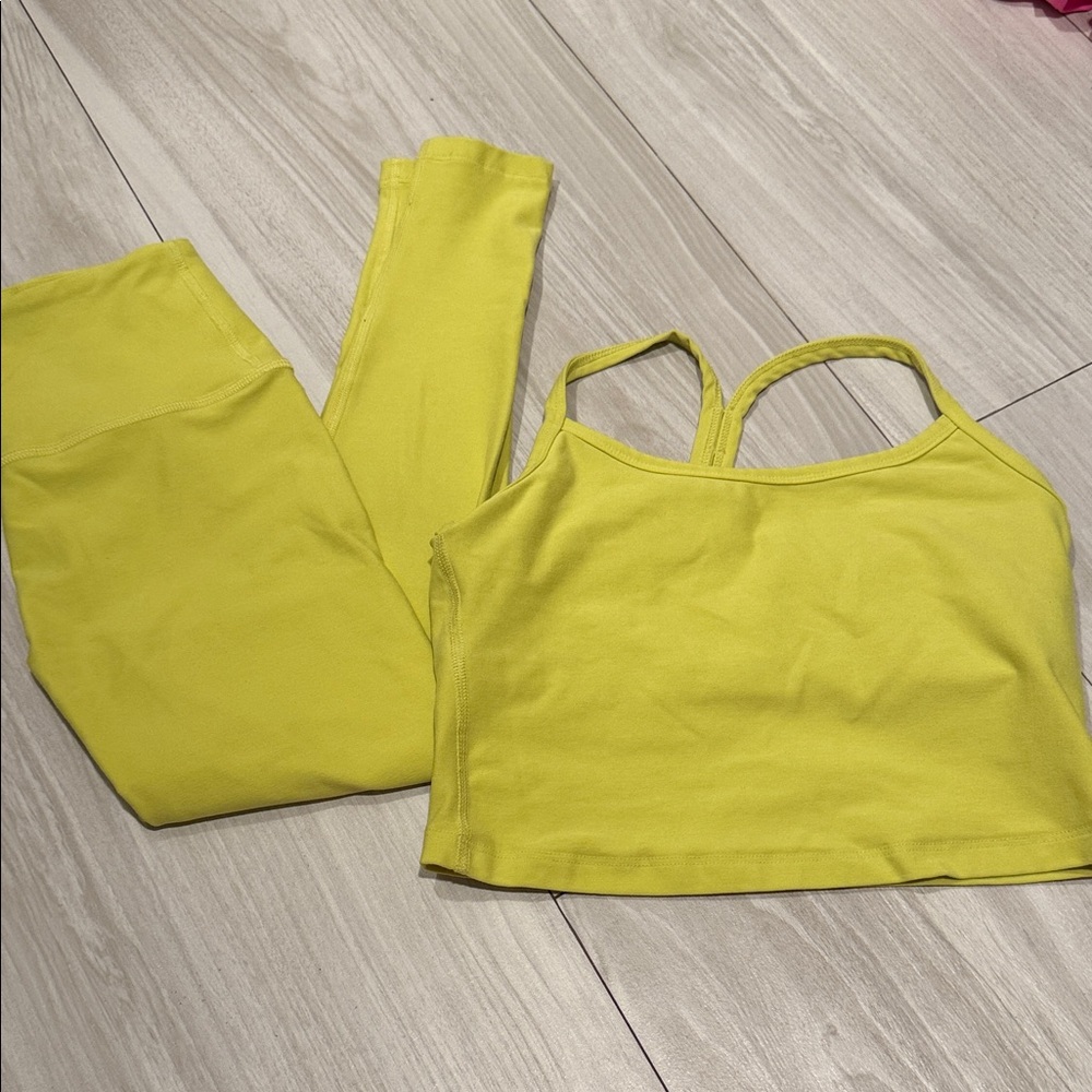 Beyond Yoga Space Dye Lime Legging and Top Set